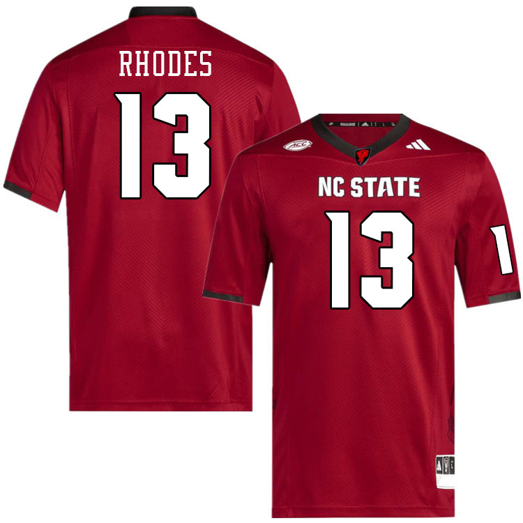 Men #13 Ethan Rhodes NC State Wolfpack College Football Jerseys Stitched-Red